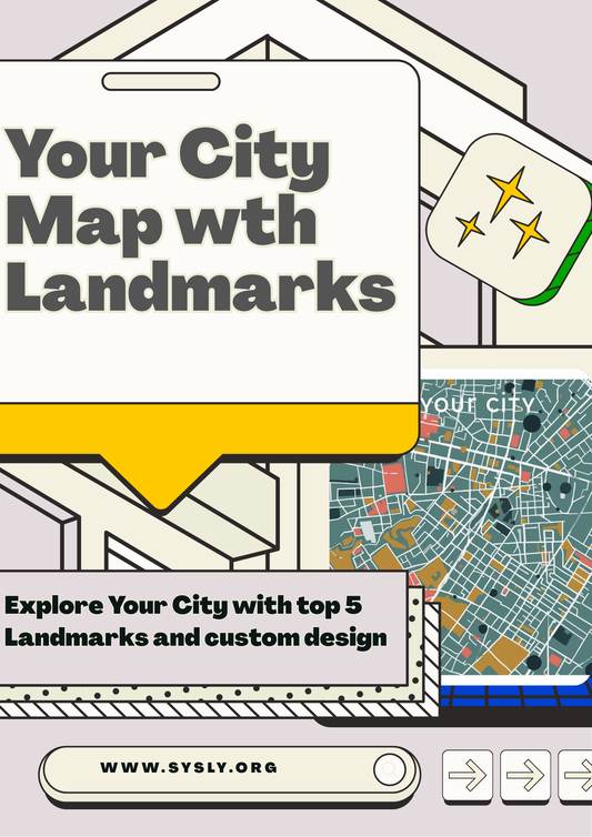 Custom Map Print + Top 5 Landmarks Pack (Digital Download)